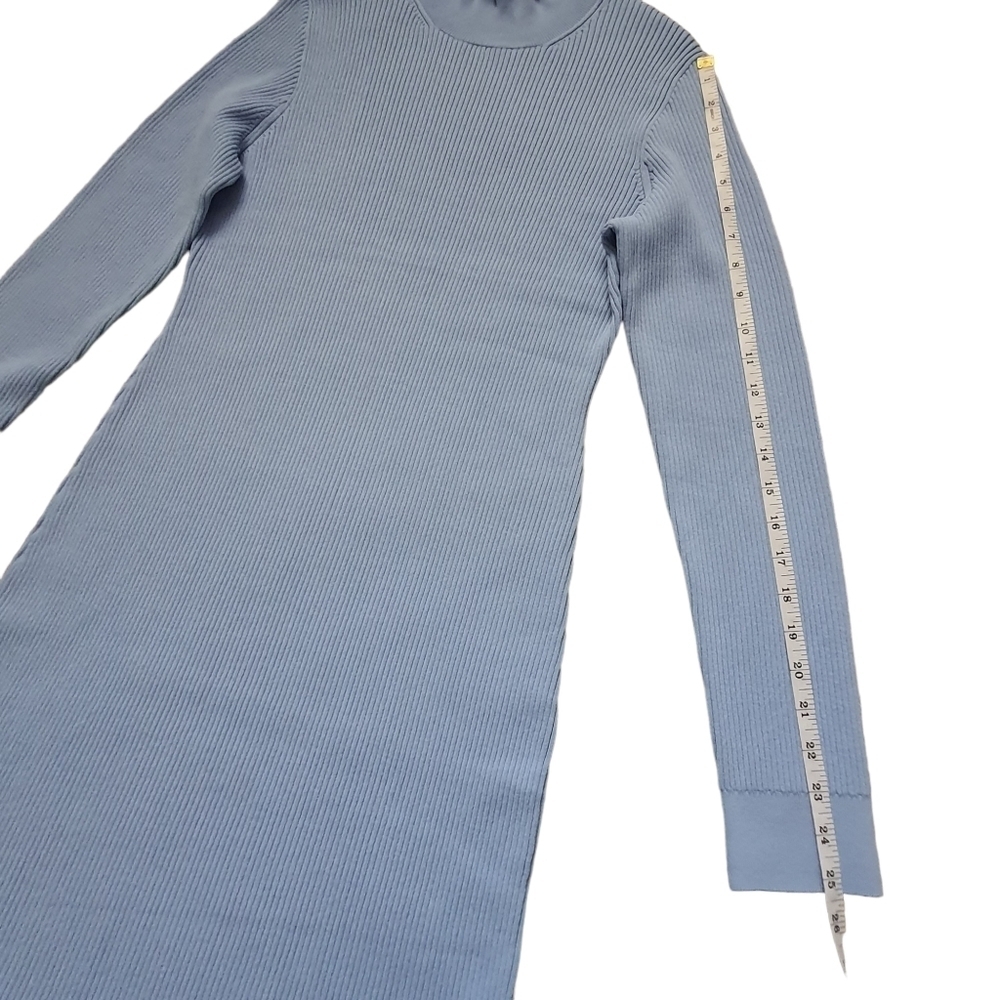 J. Crew Supersculpt Ribbed Midi Dress Long Sleeve Ruffle Trim Blue Size XL - Picture 11 of 16